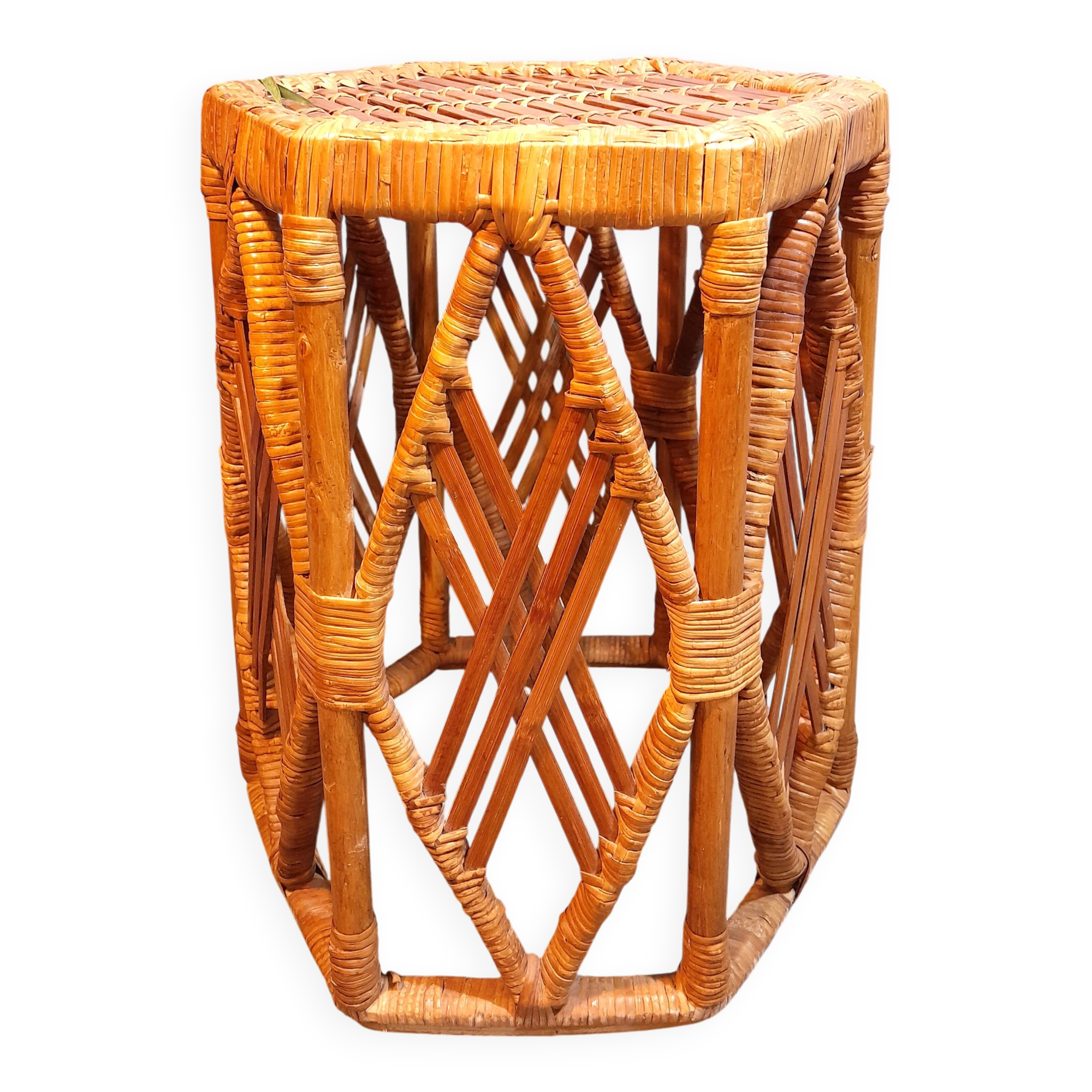 Bamboo and rattan side table 1960s