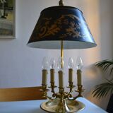 Large hot water bottle lamp with 5 bronze lights, empire style
