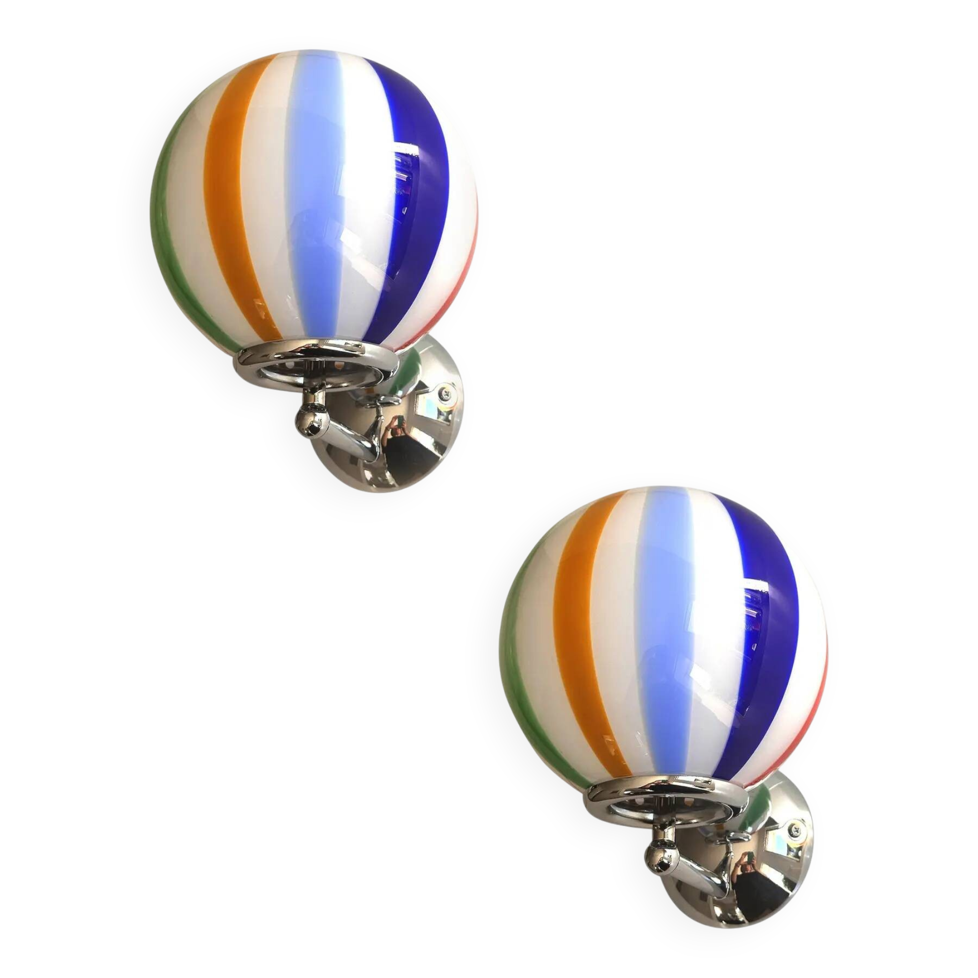 Set of Two Contemporary Multicolor "Rods" Murano Glass Wall Sconces