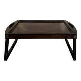 Ancien Plat Plateau Lit Tablette Pliable Marron Fumée Vintage
