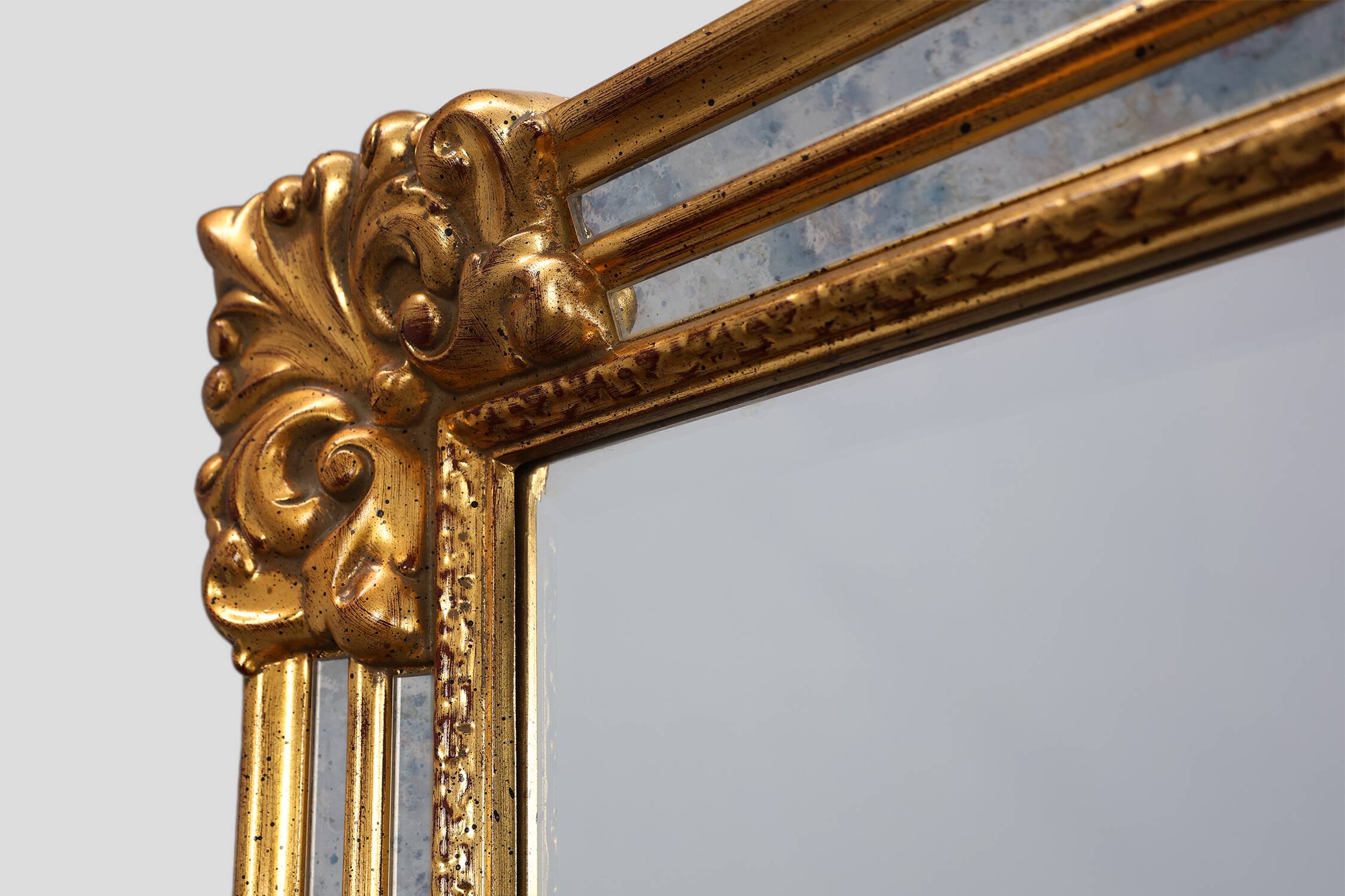 Mid-century rectangular gilt Mirror by Deknudt, Belgium 1980s