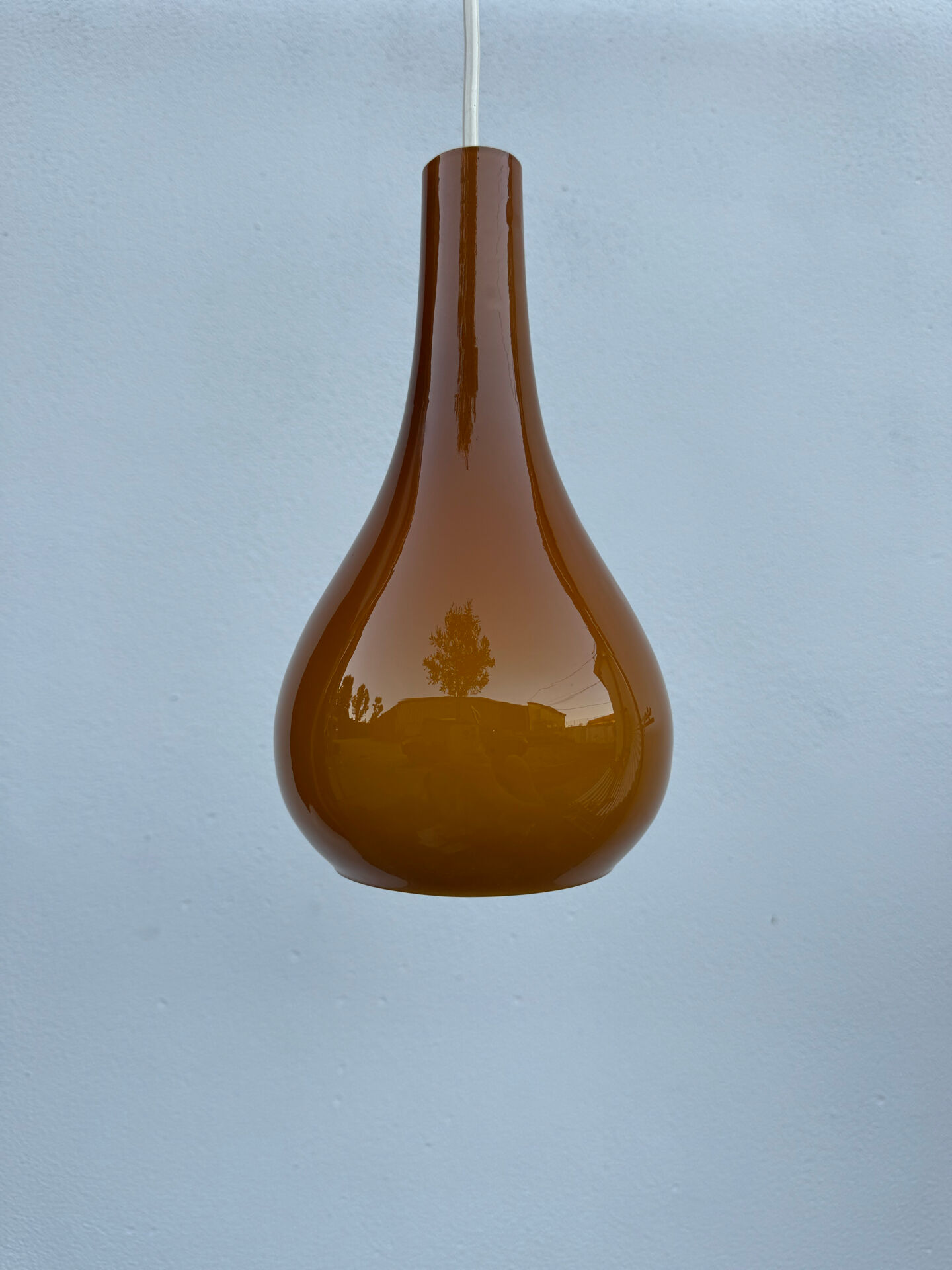 Amber opaline drop pendant from the 1970s