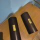 Pair of Menzel Leuchten cylindrical wall lights, brass details, 1990s