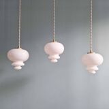 Scandinavian trio of suspensions in white opaline, 1960.