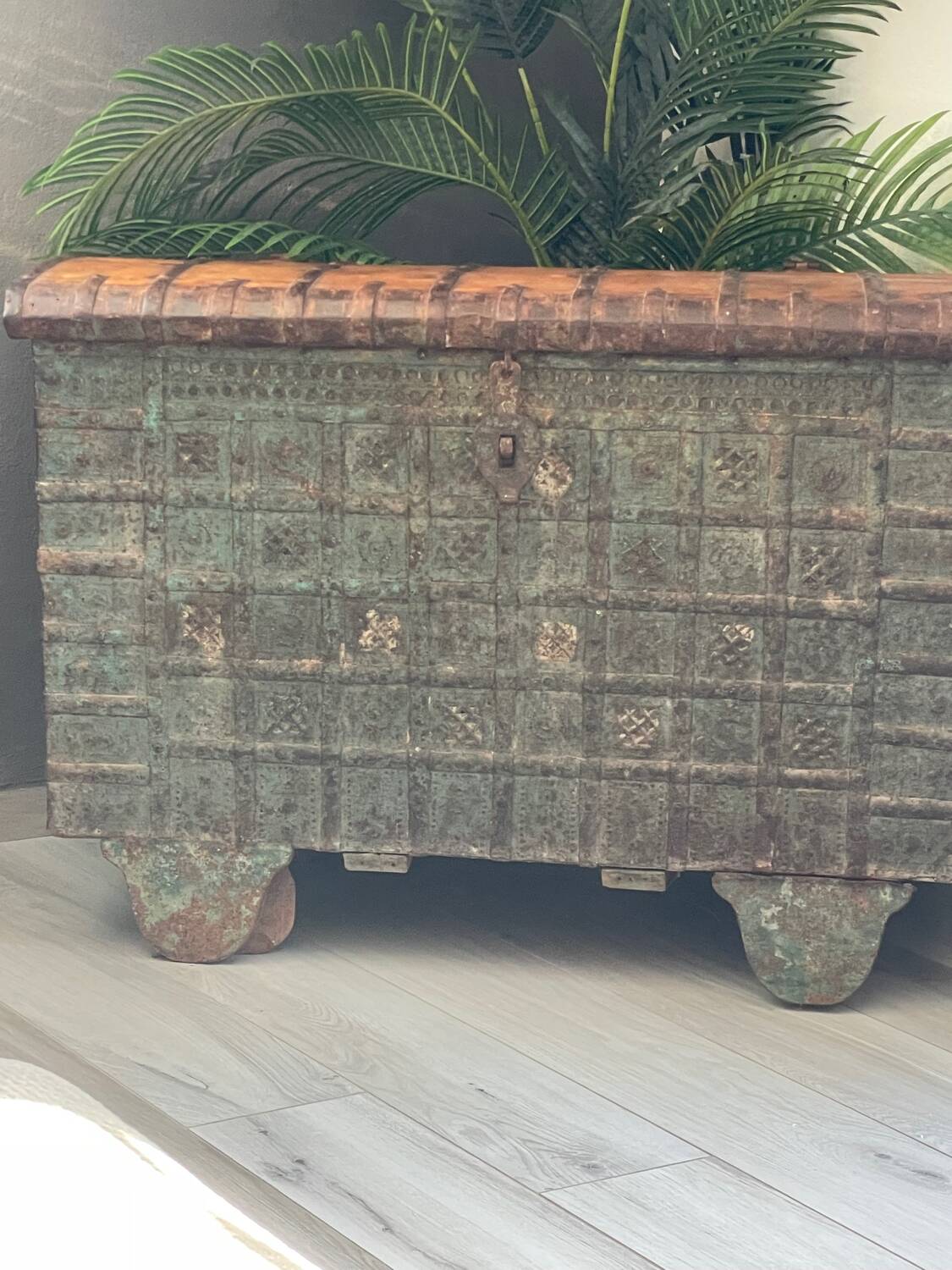 Chest with Indian wooden wheels