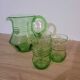 Carafe en verre soufflé vert + 3 verres offerts