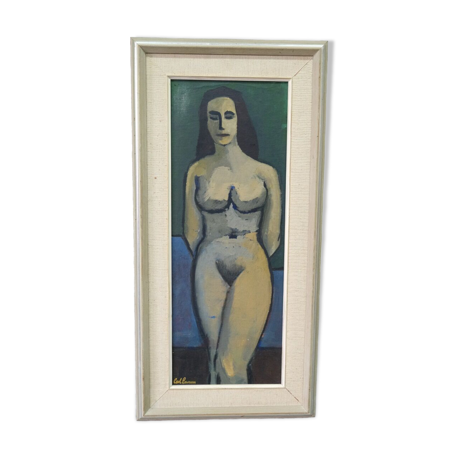 Nude, Swedish Modern Signed Painting, 1960s, Oil on Canvas, Framed