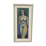Nude, Swedish Modern Signed Painting, 1960s, Oil on Canvas, Framed