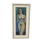 Nu, Peinture signée moderne suédoise, années 1960, Huile sur toile, Encadrée