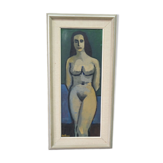 Nude, Swedish Modern Signed Painting, 1960s, Oil on Canvas, Framed