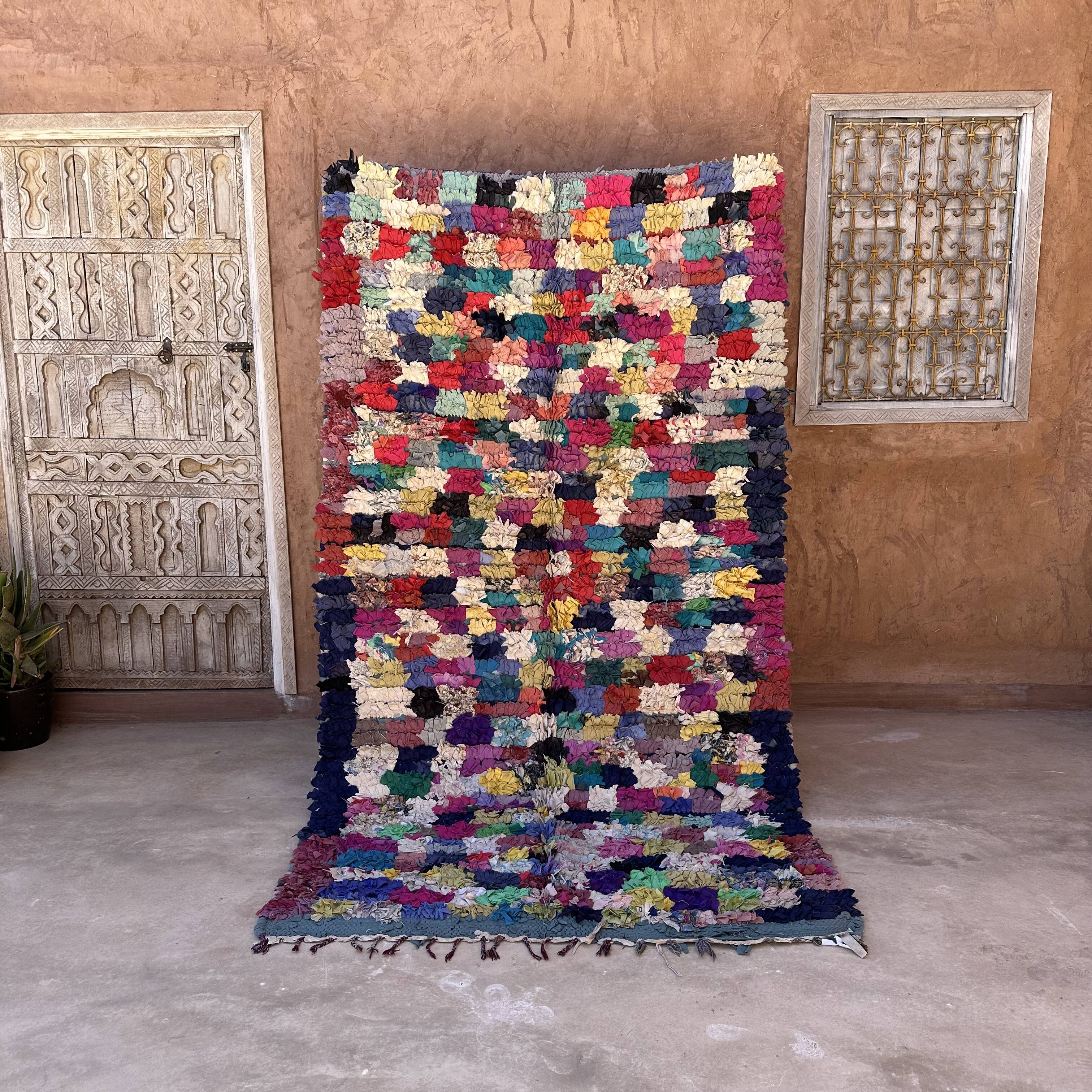 Colorful Boucherouite Moroccan rug - 141 x 254 cm