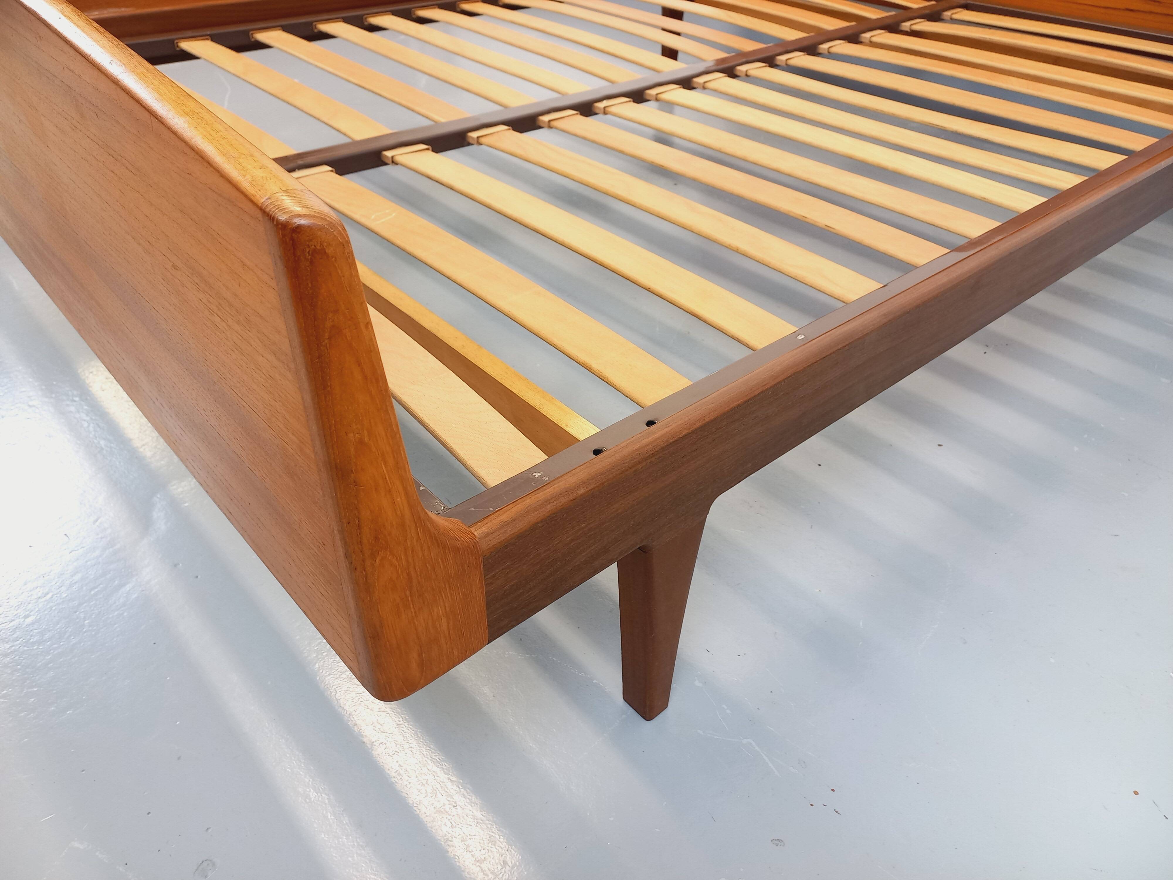 Carlström & Co vintage Scandinavian teak double bed from the 1960s
