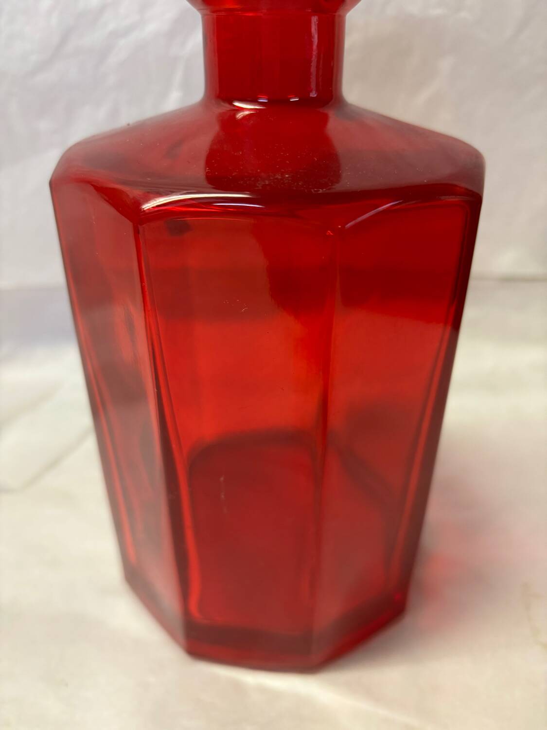 Red glass carafe