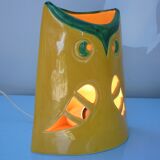 Lampe chouette photophore Les Grottes Dieulefit, 1970