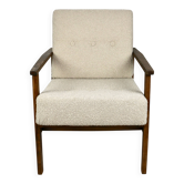 Fauteuil Boucle Beige Vintage, années 1970