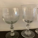 8 old blown foot glasses, 4 different models