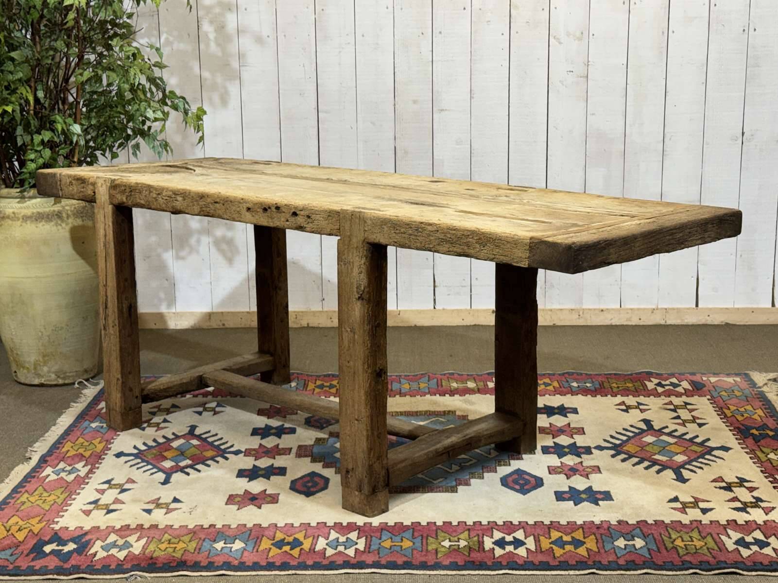 Console - raw oak carpenter's table from the 1930s