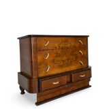 Commode italienne Art déco en ronce de noyer, années 1920