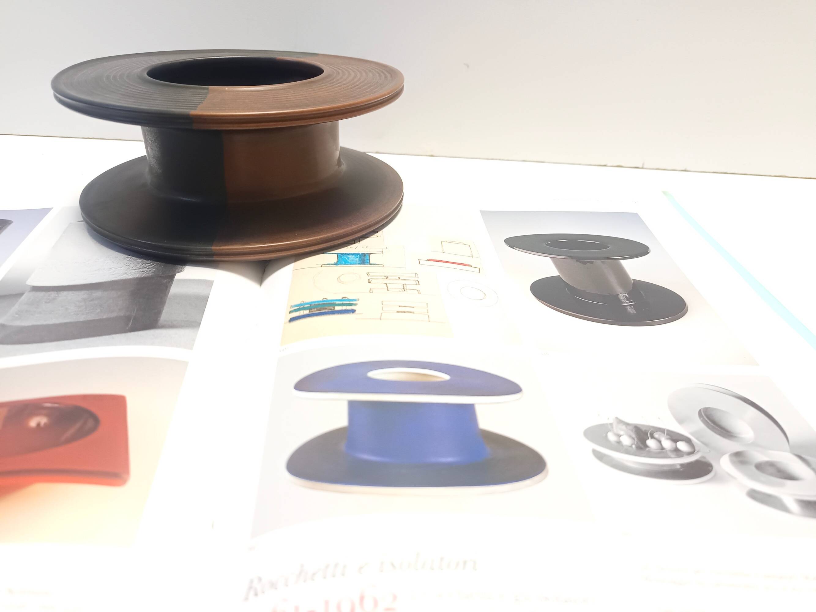 Black and Brown Hand-Painted Ceramic Piece attributed to Franco Bucci, Italy