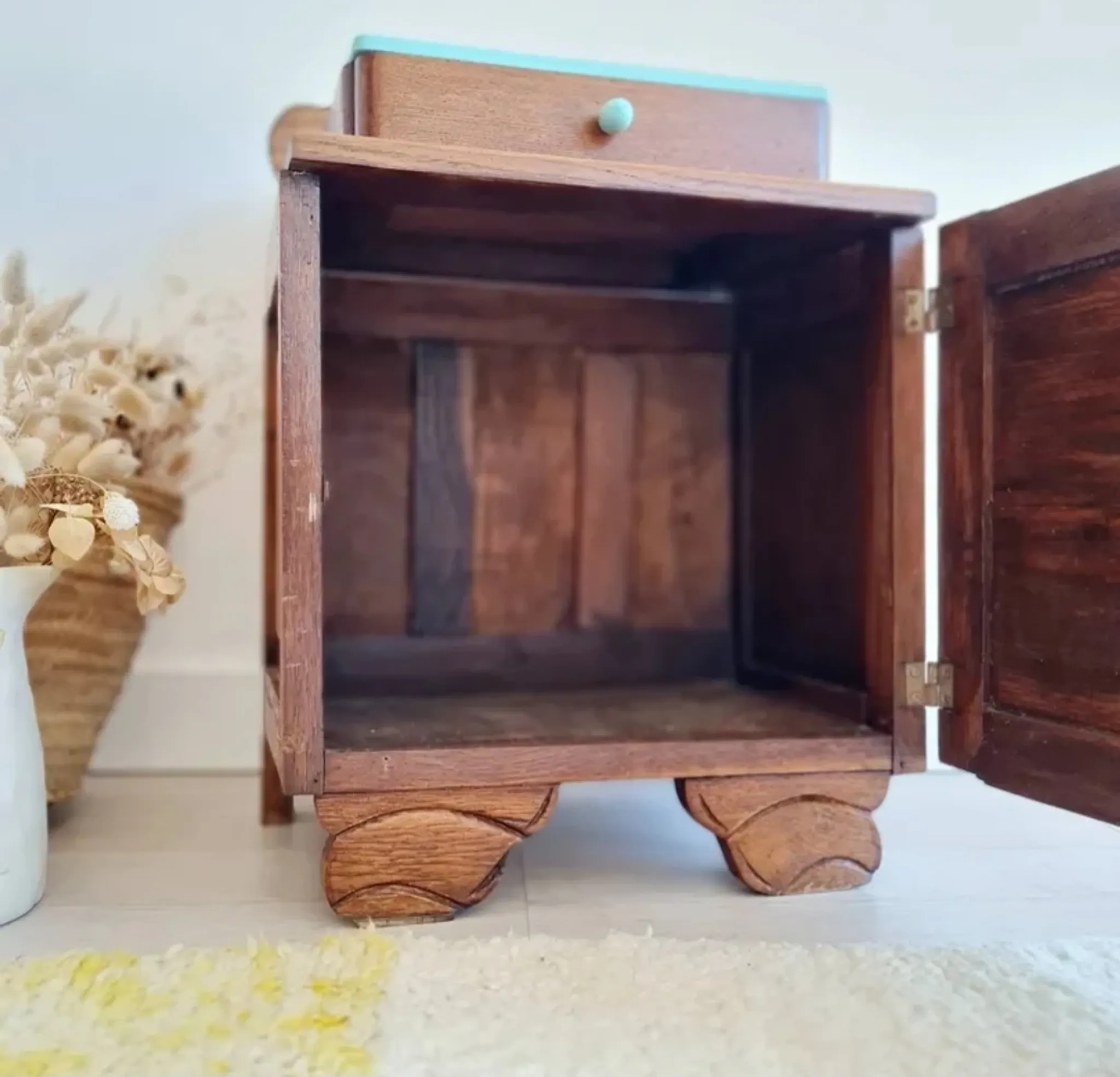 Small bedside table Art Deco wood