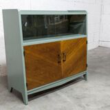 Atypical green noble 1960s low display cabinet.