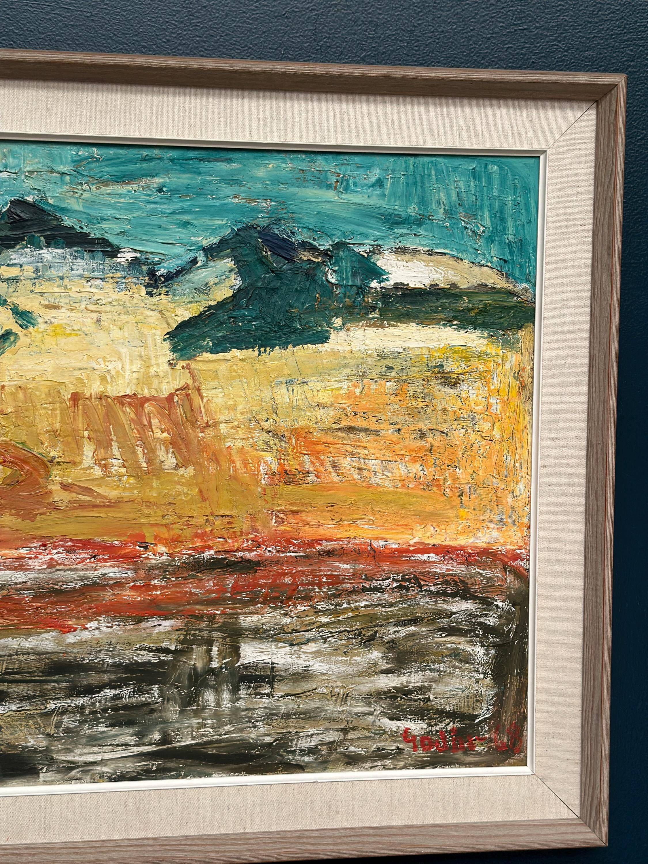 Original Swedish Oil on Panel - "Abstract Landscape" by Ragnar Godin - Dated 1968 - Framed