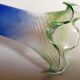 Blown glass vase frosted effect blue and vintage green