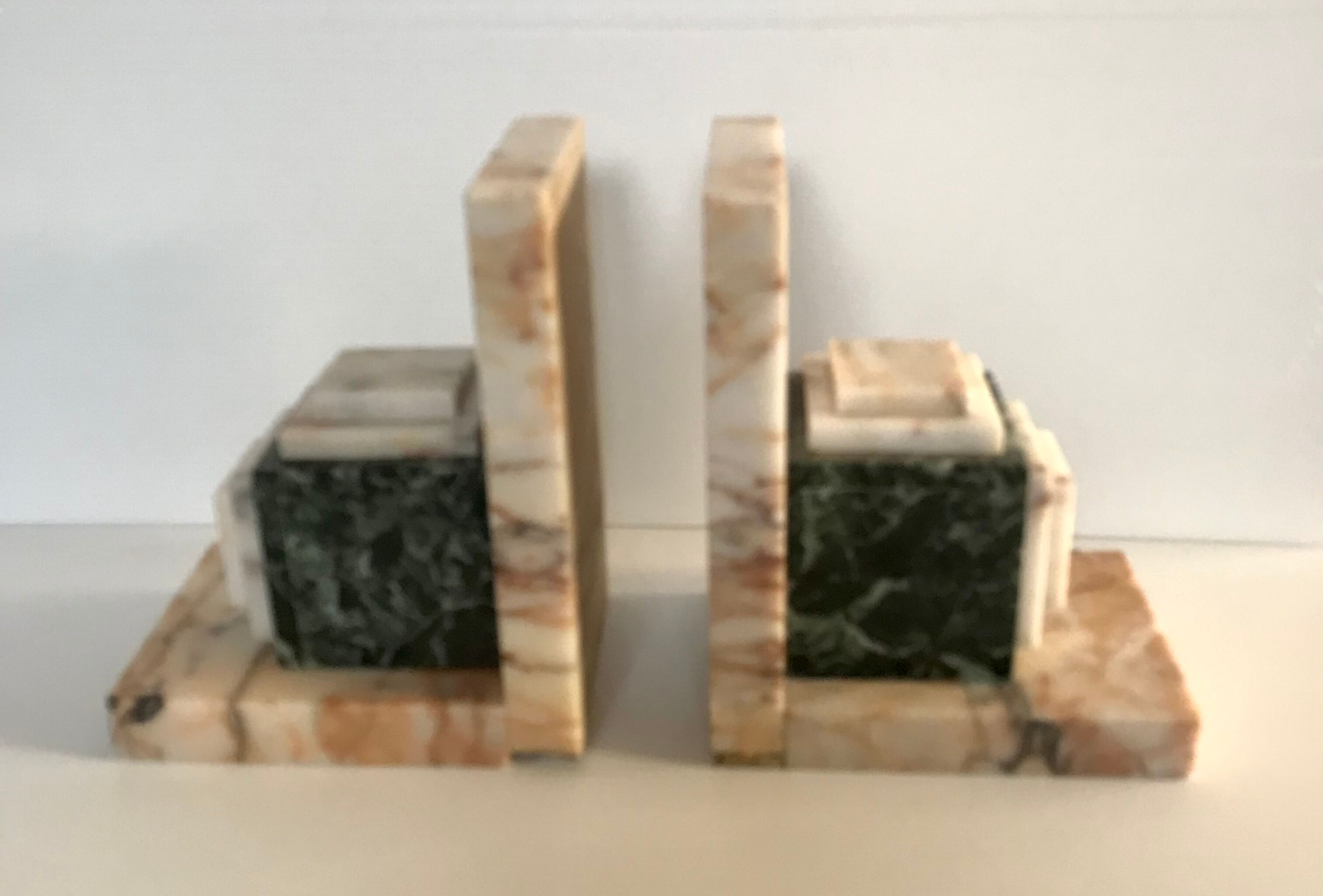 Pair of Art Deco marble book clamts