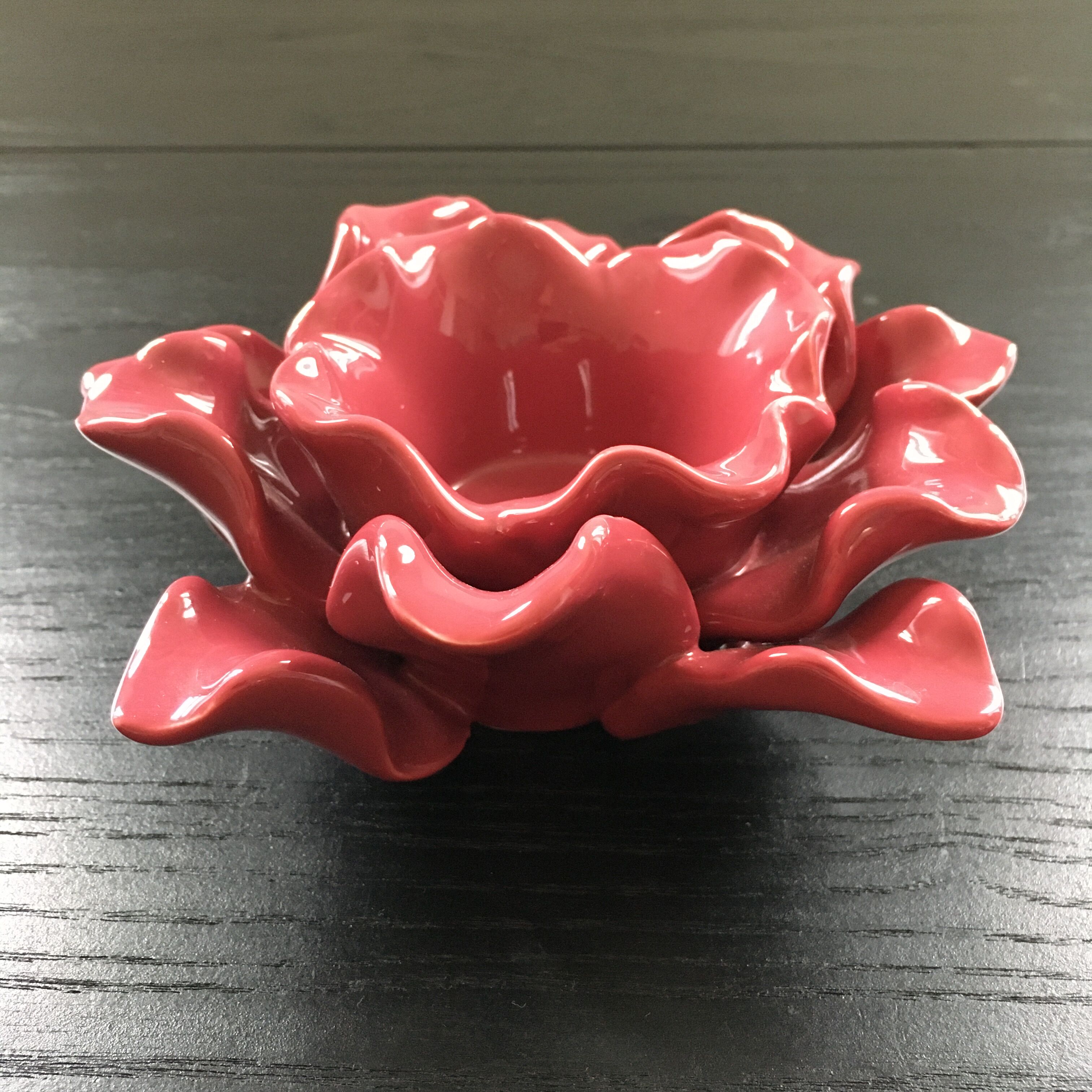 Pink flower candle holder
