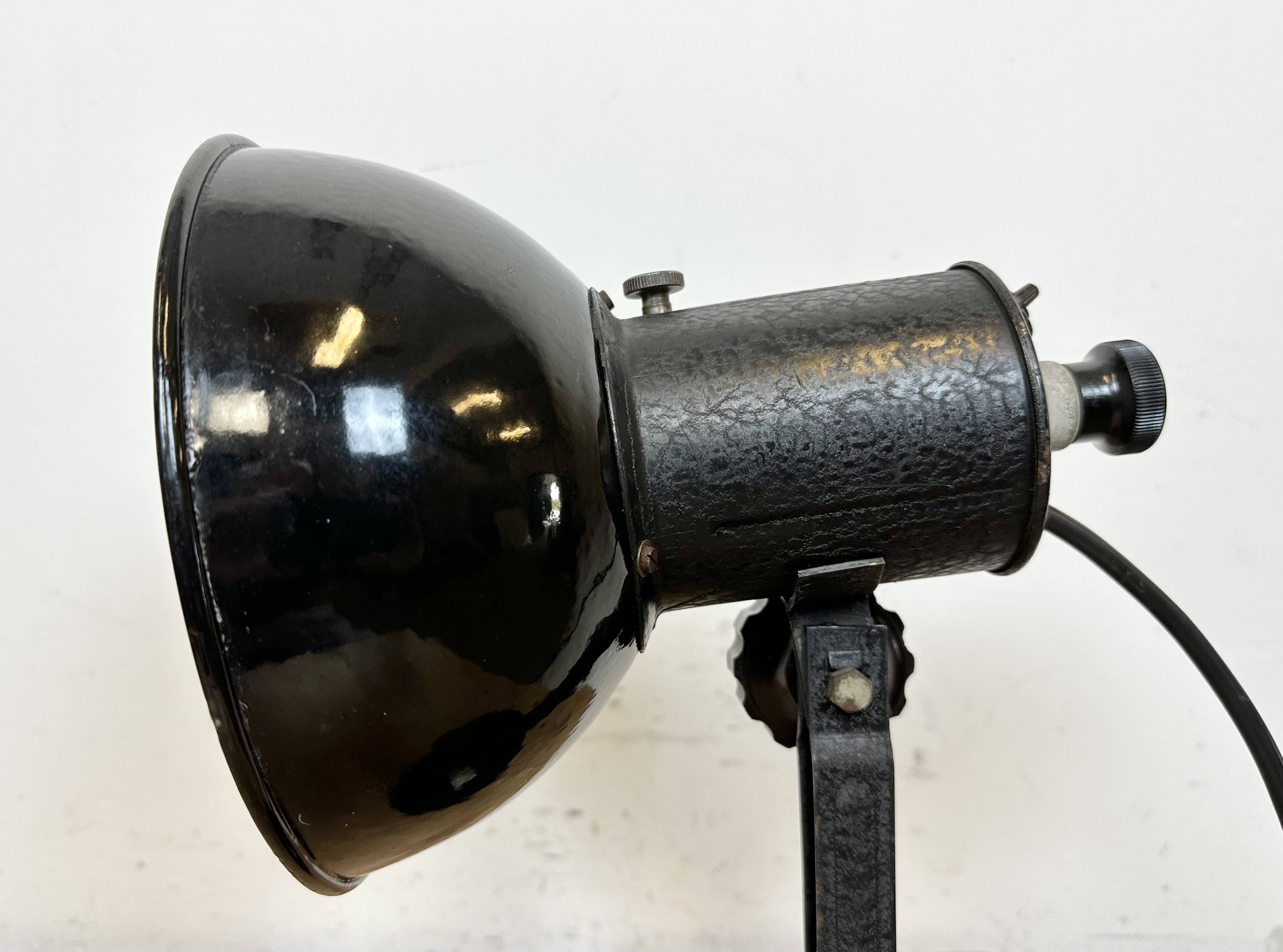 Vintage black enamel table photo lamp, 1950s