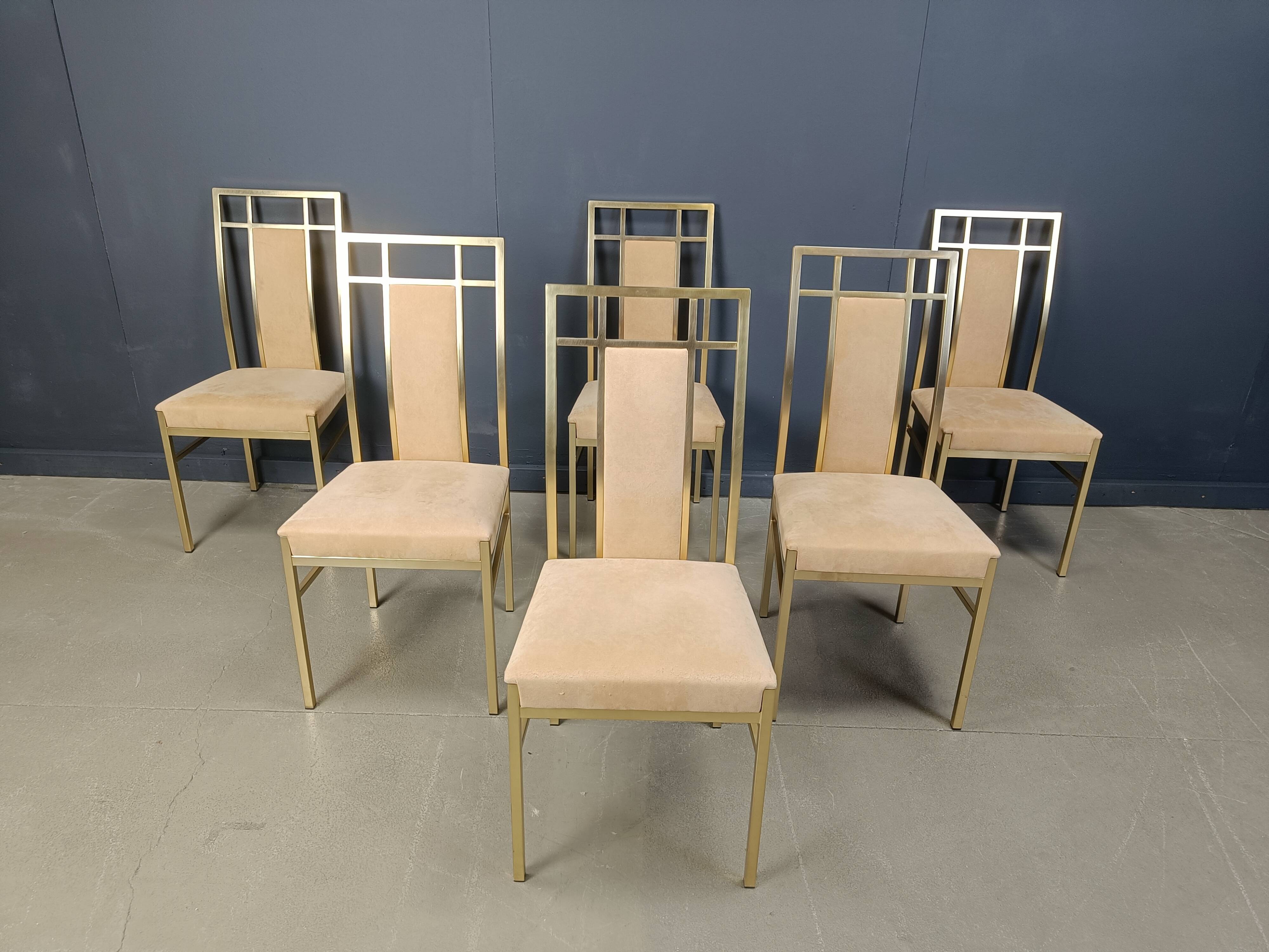 Vintage brass dining chairs by Belgochrom, 1970s