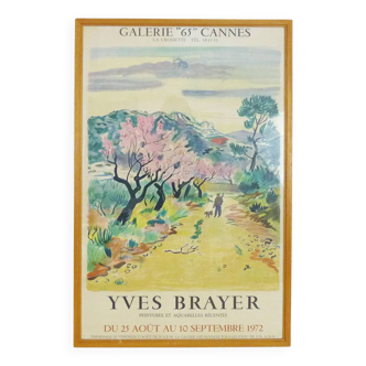 Affiche lithographique originale Galerie 65 - La croisette Cannes Par Yves Brayer 1972