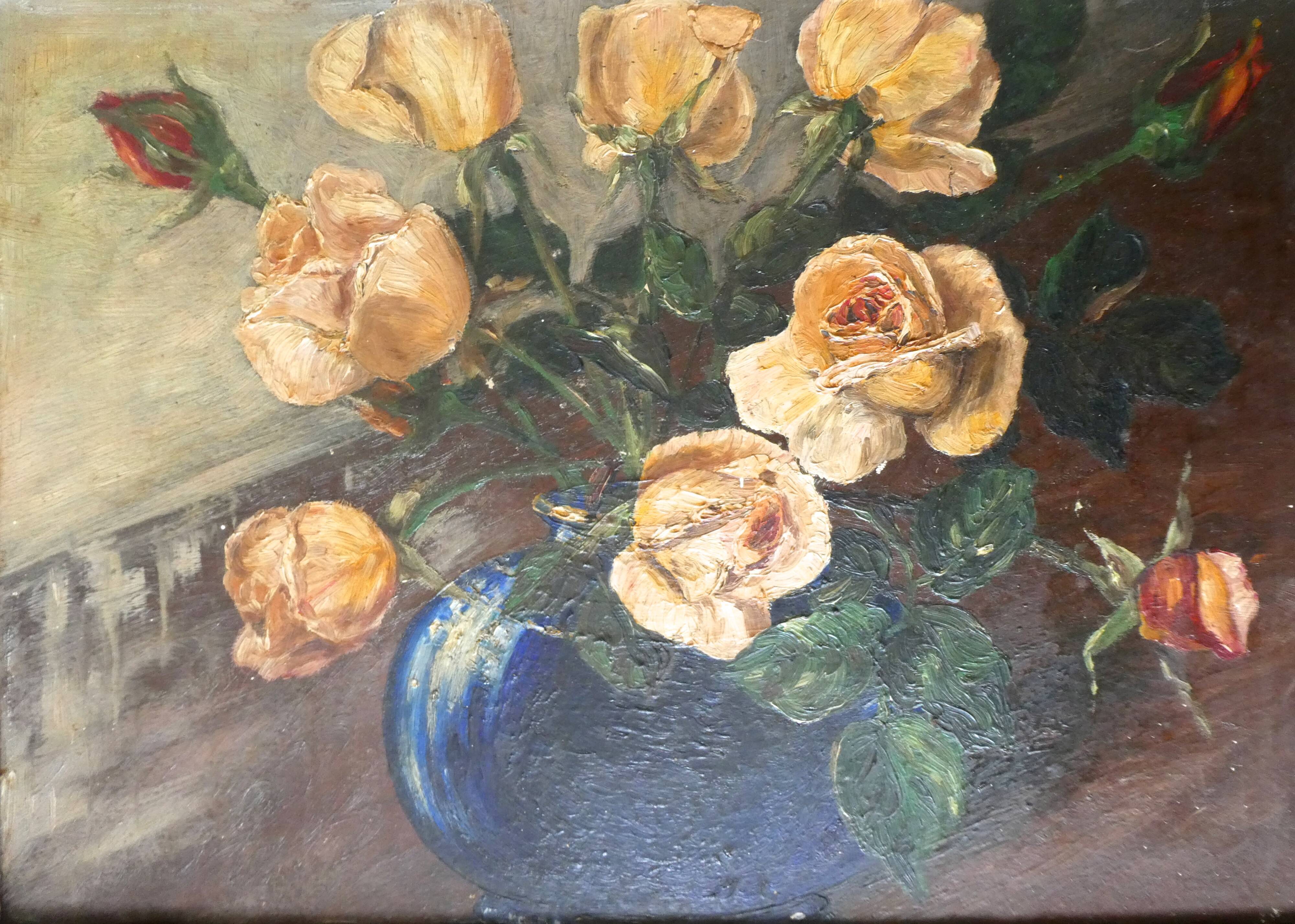 Painting, still life, flower, roses bouquet