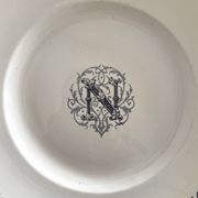 Round iron earth dish monogram “N” KG Lunéville