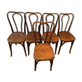 5 chairs bistro J-J Khon with label and stamp circa 1900