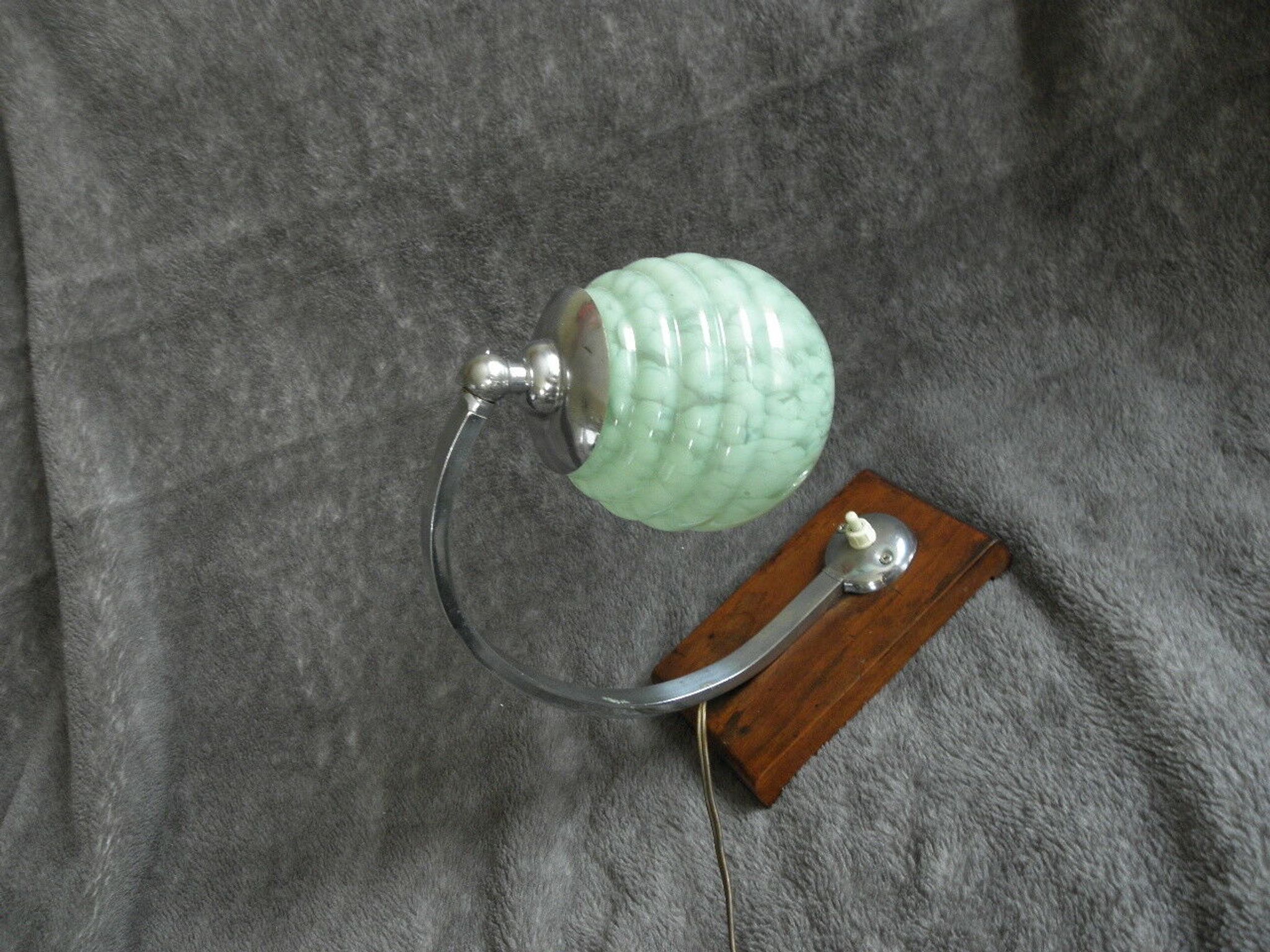 Table lamp or desk glass and vintage wood