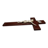 Crucifix XIX éme bois laiton -christ sculpté