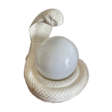 Lampe cobra seventies globe verre en céramique