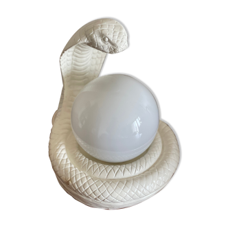 Lampe cobra seventies globe verre en céramique