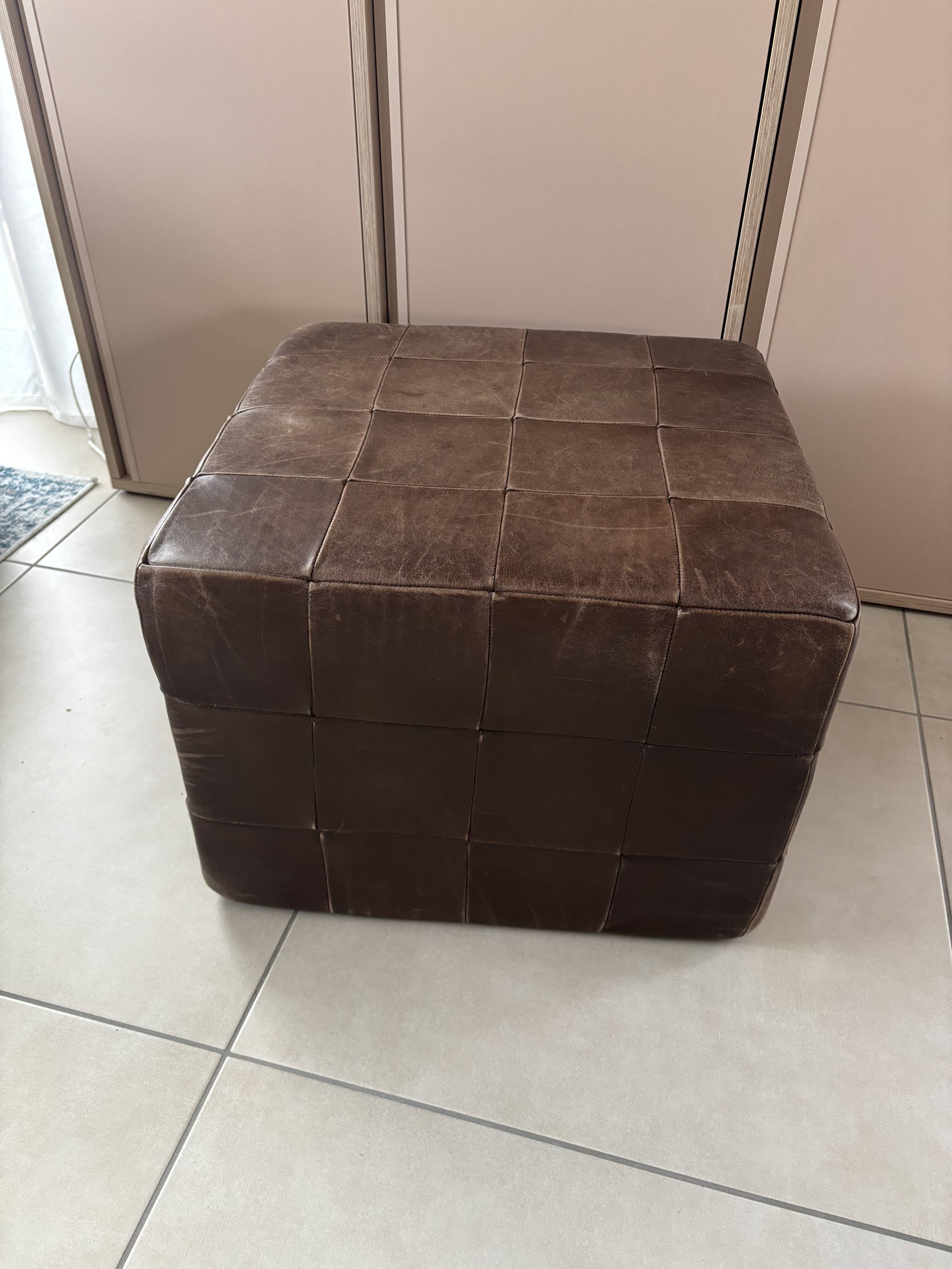 De Sede Vintage Leather Patchwork Pouf