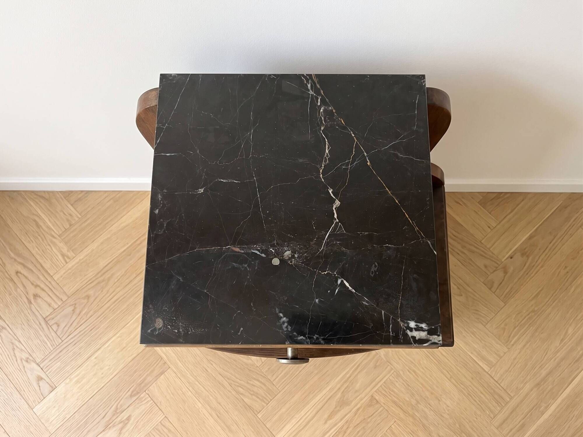 Art Deco bedside table in wood and marble