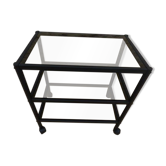 Table desserte moderne de marque erard design à étagères en verre et structure aluminium