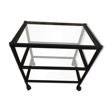 Table desserte moderne de marque erard design à étagères en verre et structure aluminium