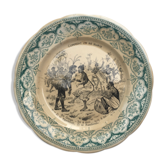 Talking Plate Digoin Sarreguemines series "How to get married"