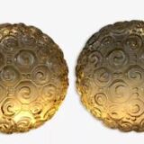 Set of 2 Helena Tynell ceiling lights in smoked glass, snail model from the 60s and 70s