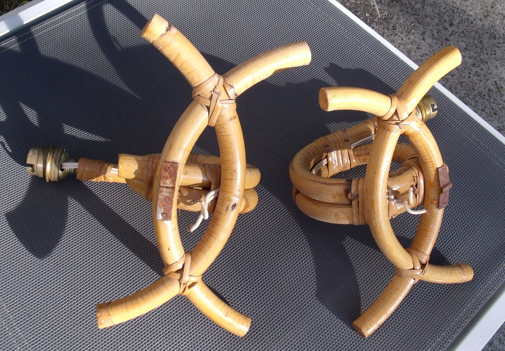 Pair of rattan wall lights