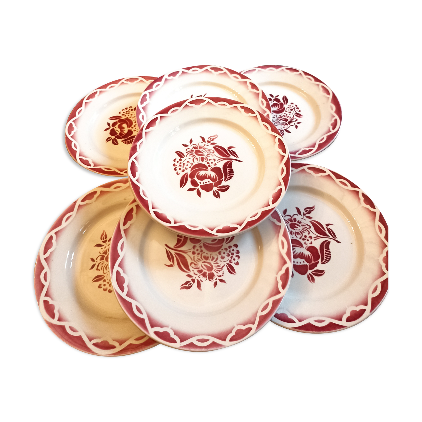 8 old plates sarreguemines