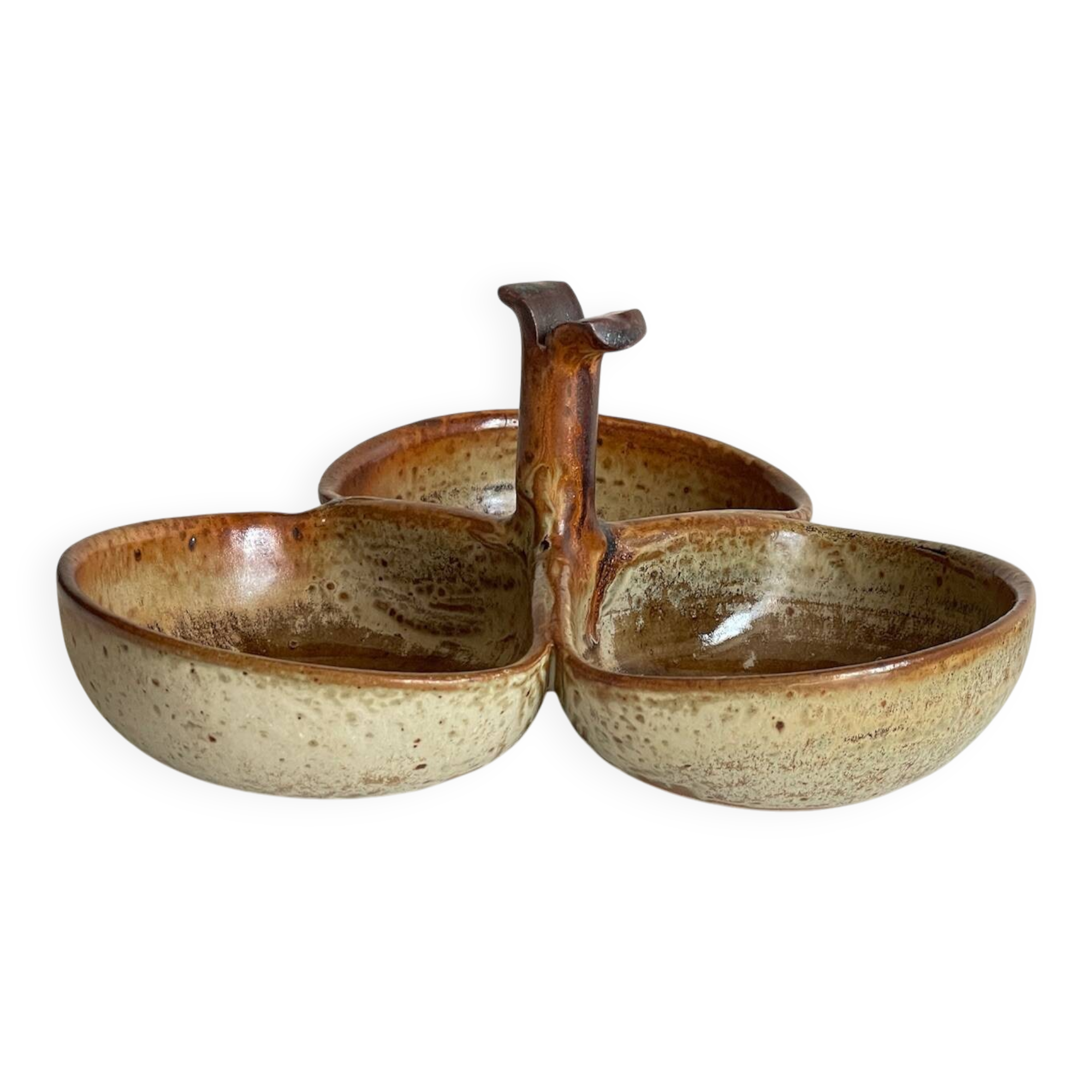 Vintage glazed stoneware appetizer dish