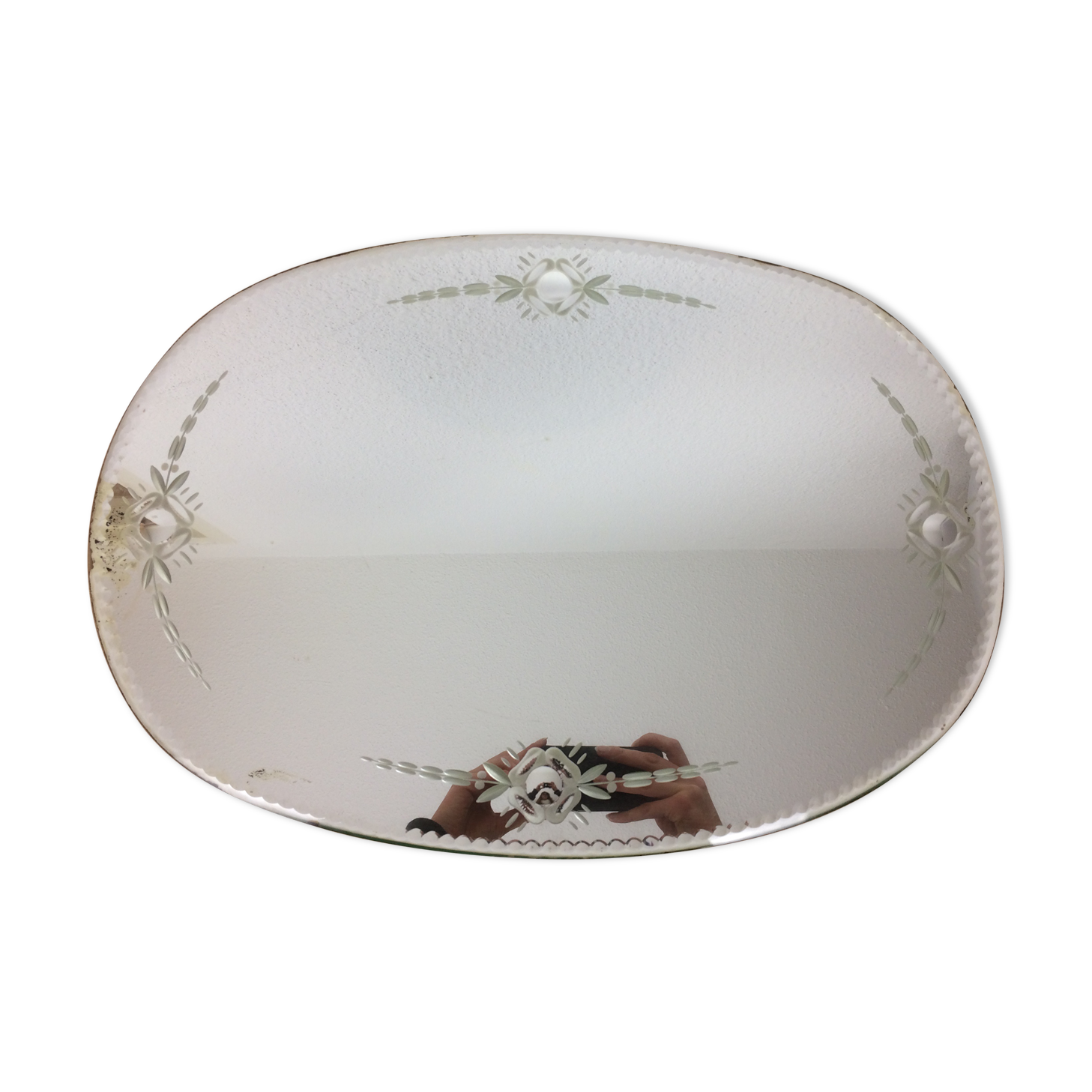 Mirror bevelled glass flowers 48x34 cm