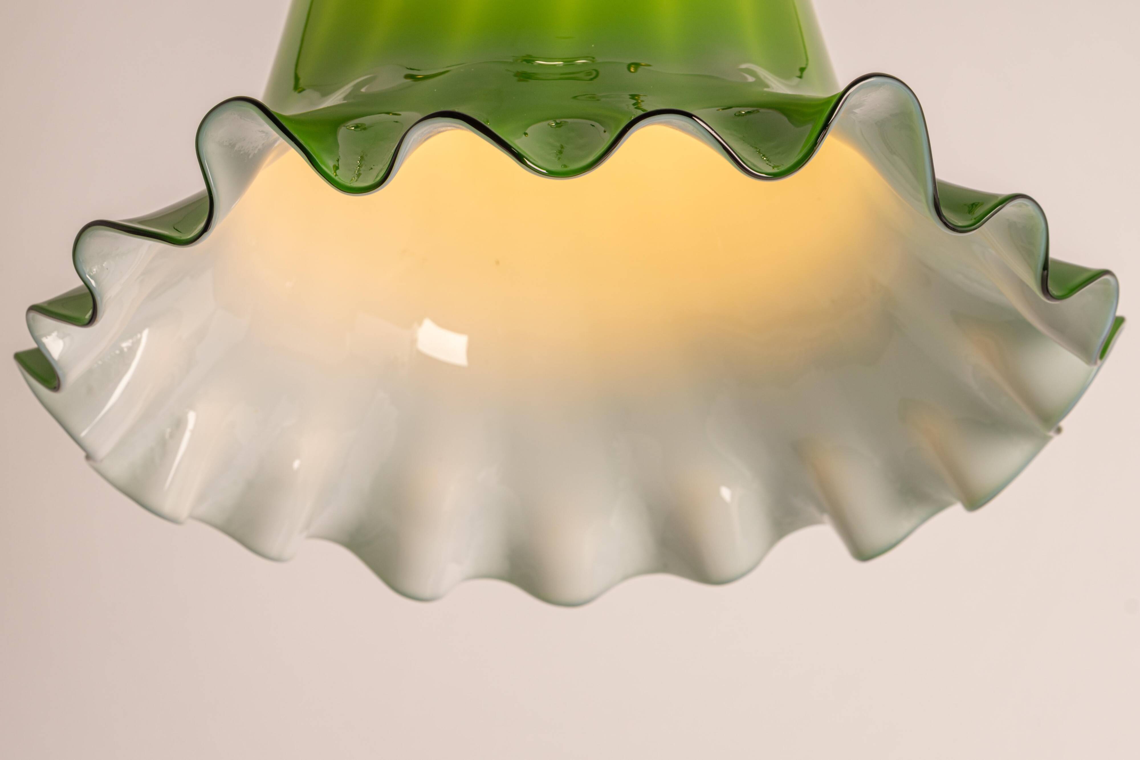 Green glass pendant by Peill & Putzler, Germany, 1970.